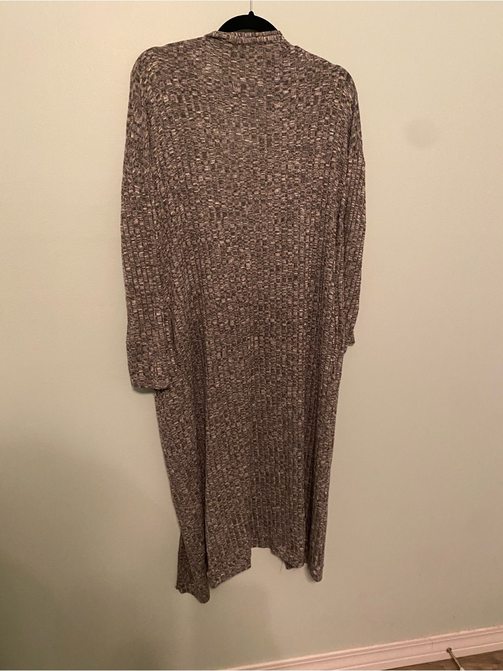 Gray Ribbed Open Long Cardigan - Picture 6 of 6